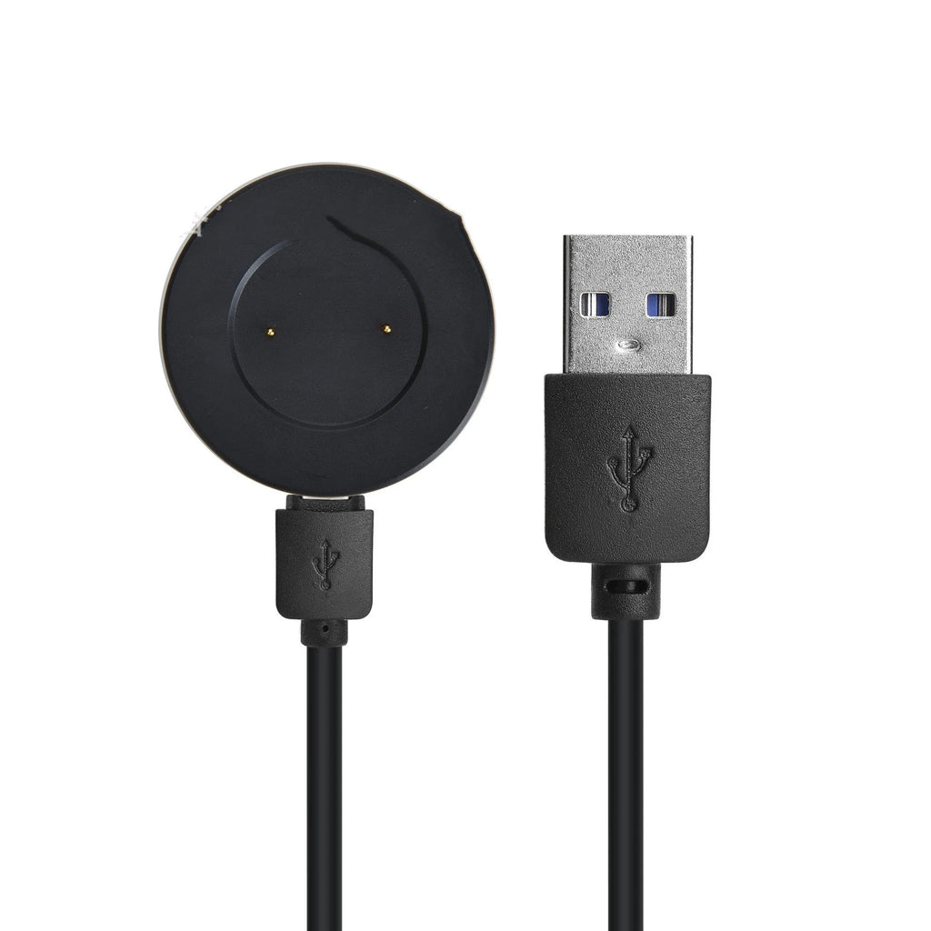 Smart watch magnetic charger base in black with Type-C interface, 40x10mm size on a desk