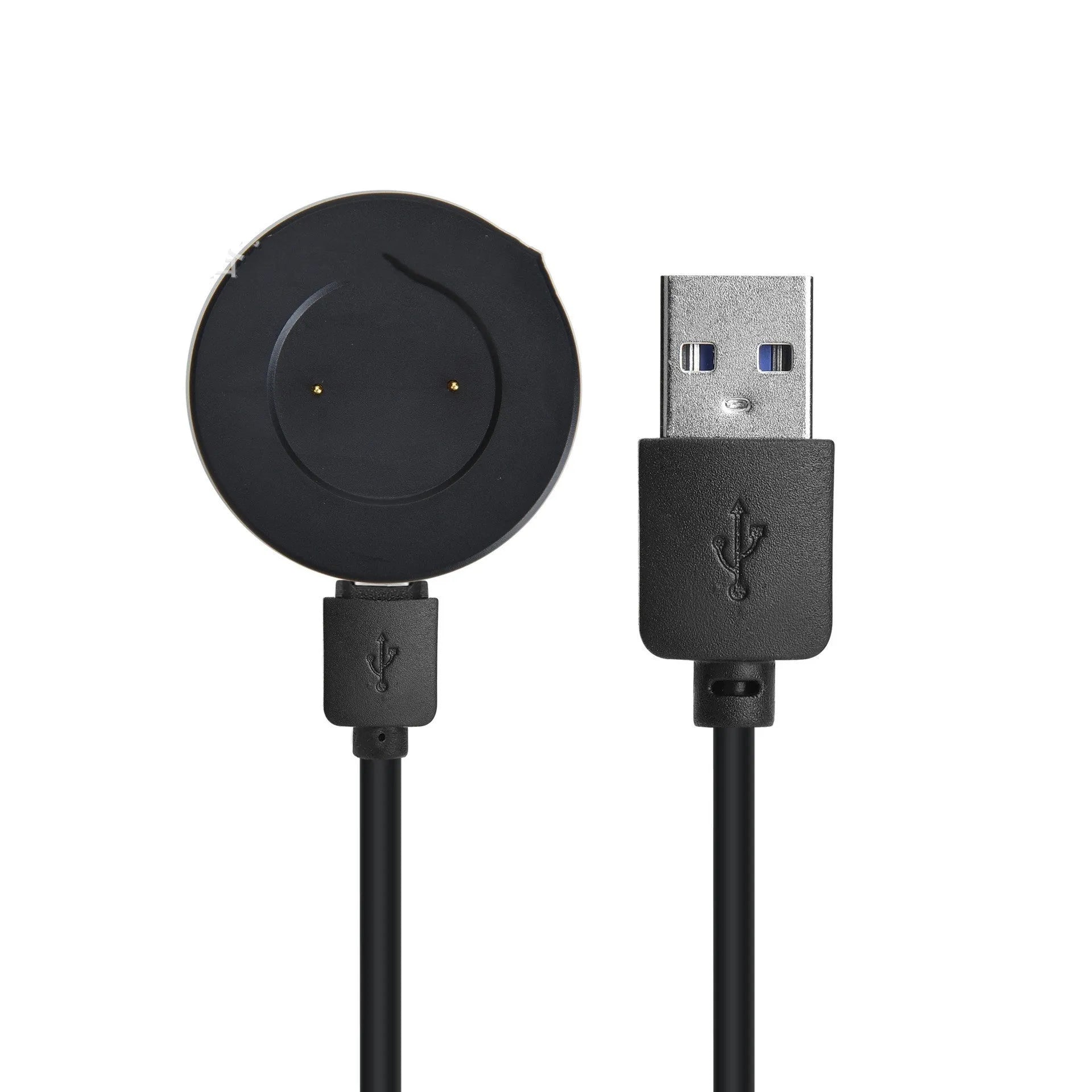 Smart watch magnetic charger base in black with Type-C interface, 40x10mm size on a desk