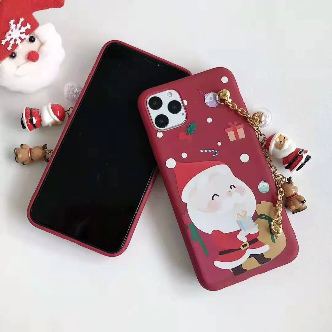 Cartoon Santa Claus silicone back cover phone case for iPhone in Deer colour option