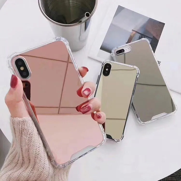 Mirror TPU protective iPhone case shown in multiple colour options
