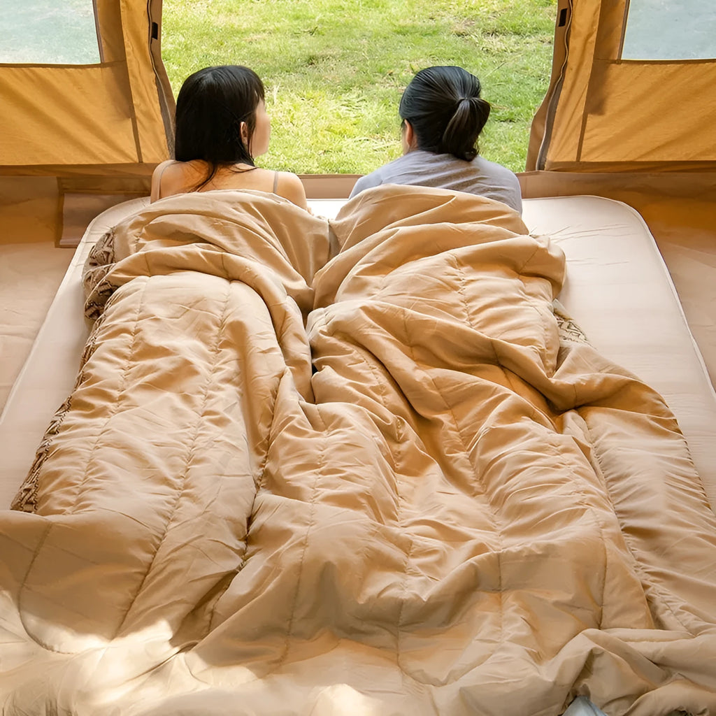 Four seasons portable outdoor camping sleeping bag with storage bag in various colours