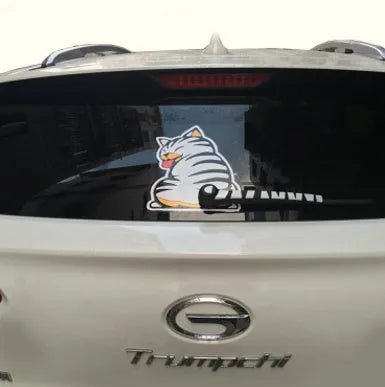 Reflective cat rear window wiper decal sticker for car in black white yellow options