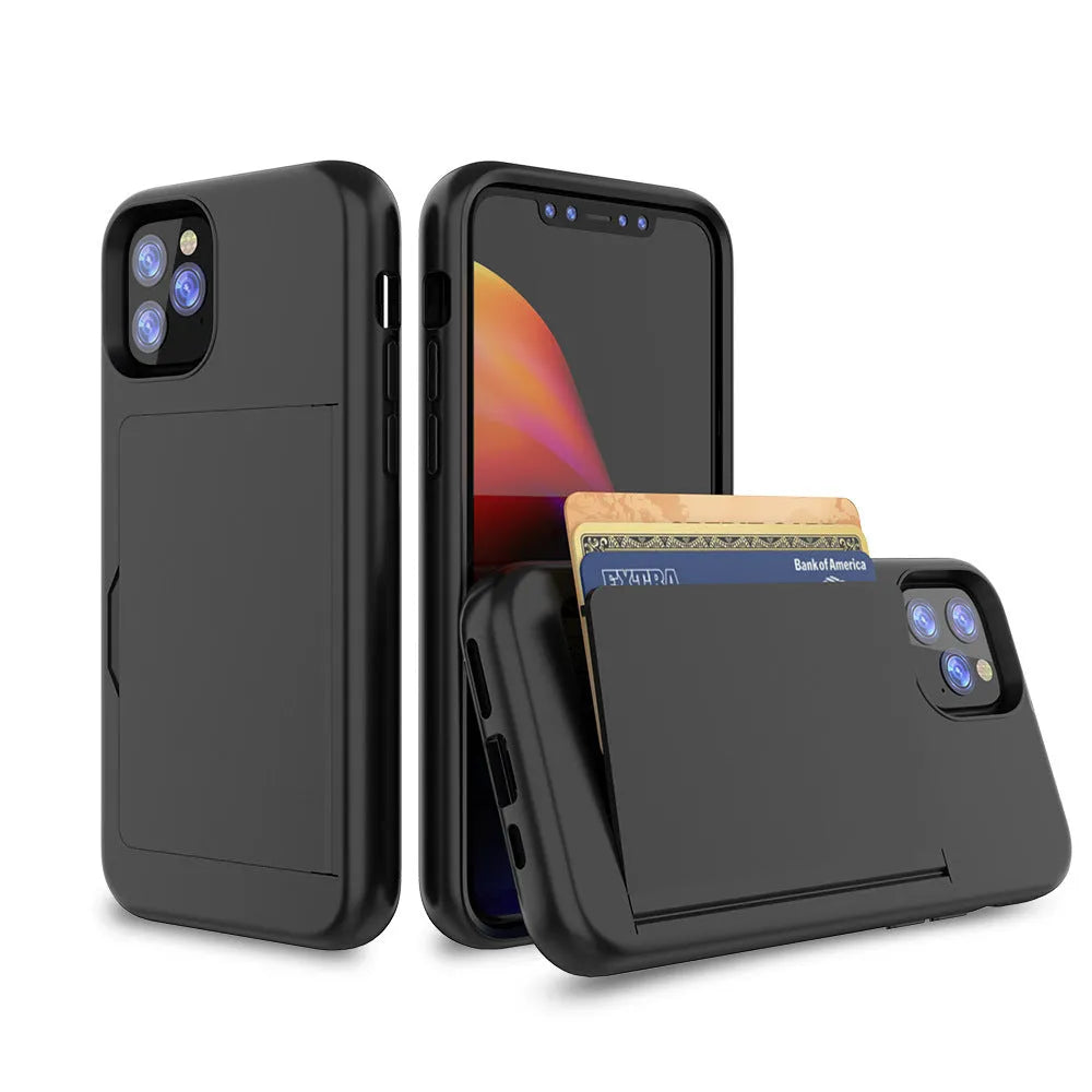 Solid colour mobile phone case for iPhone 11 series in black, red, pink, dark blue, blue, or purple