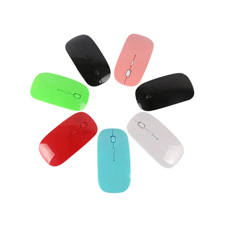 Wireless ultra-thin computer mouse in six colour options with USB receiver