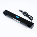 USB laptop desktop computer mini speaker with plastic enclosure, button controls, black colour, 20cm length