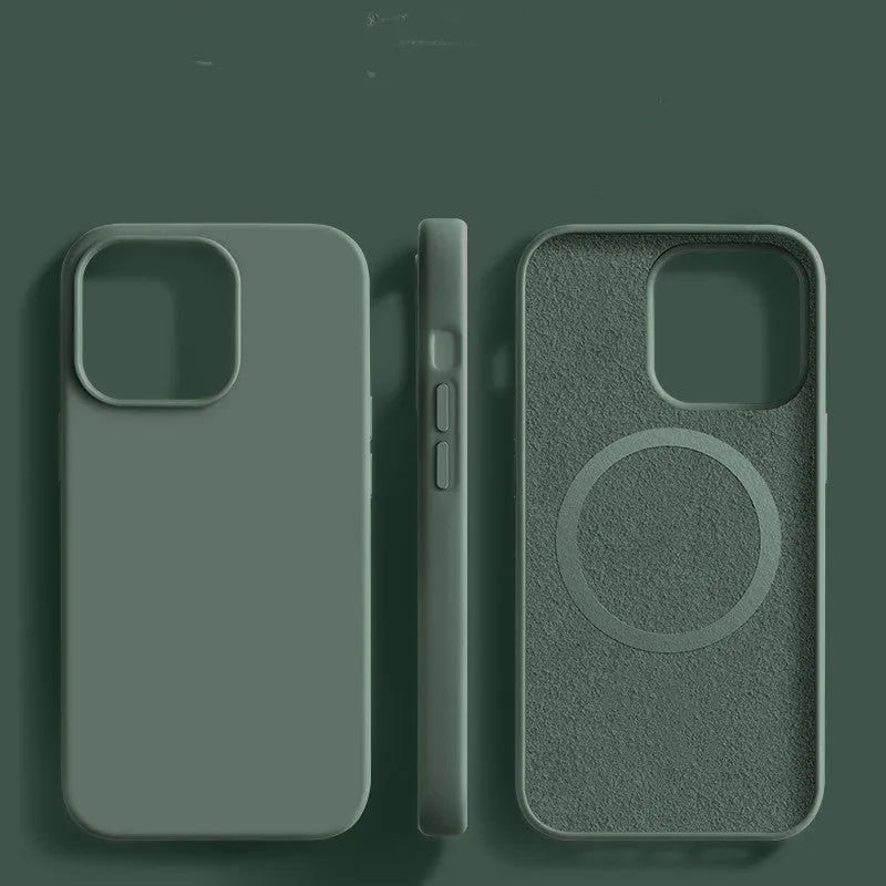 Liquid silicone magnetic phone case with frosted finish in Antique White for Apple iPhone
