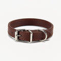 PU leather dog collar with adjustable buckle in coffee colour, size S 1.0x30 cm for small dogs