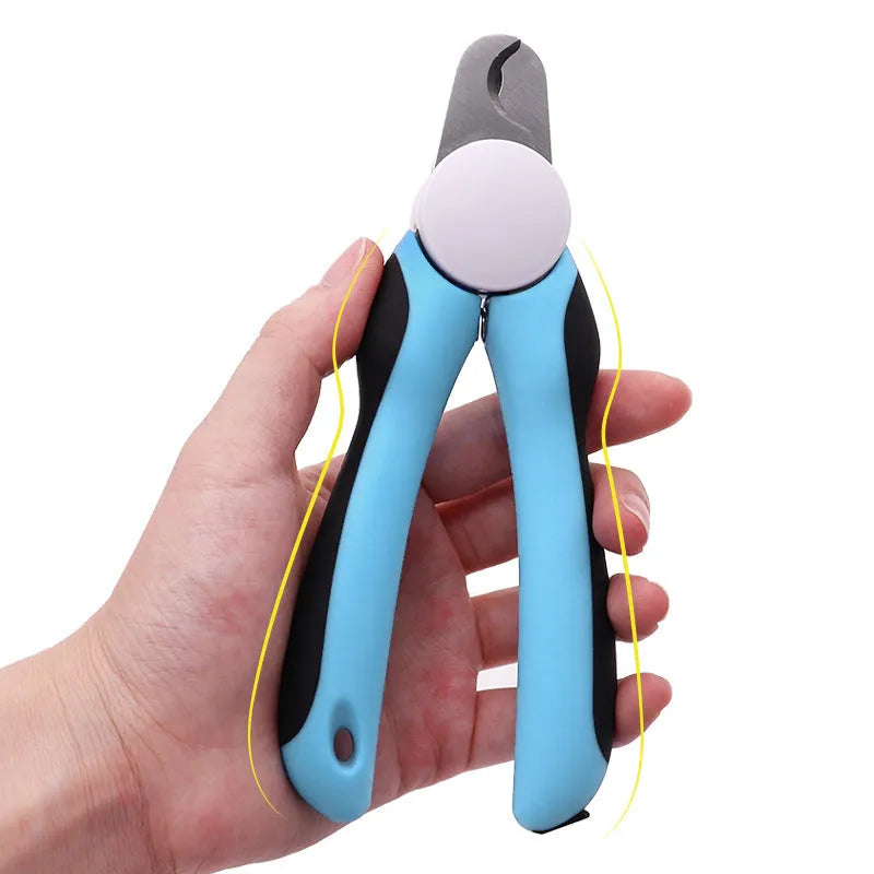 Blue heavy-duty dog nail clippers with safety guard for large breeds and thick nails