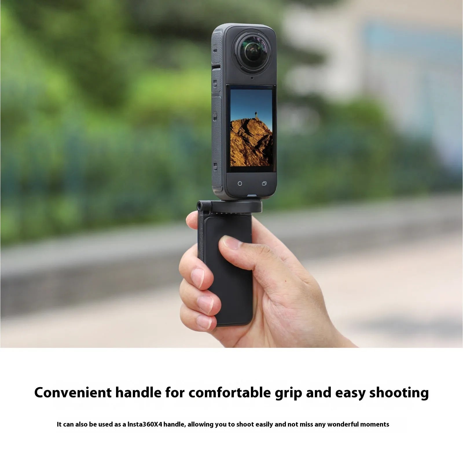 Black magnetic bracket base for Insta360 X4 camera with adjustable angle mechanism