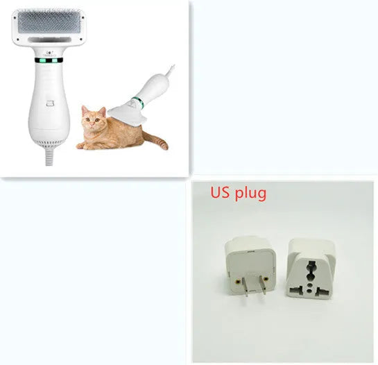 Pet Hair Comb All-in-one Hair Dryer PD-9800 in green, with two heat settings and ABS construction