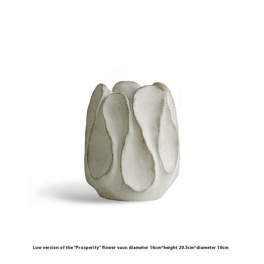 Irregular ceramic art vase with magnesium clay finish in high and low style options