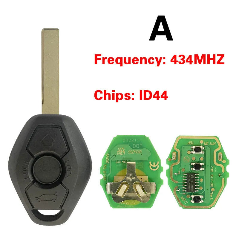BMW EWS 3 button remote key replacement with ID44 chip and HU58 blade for 1998-2005 models