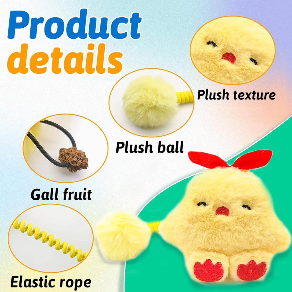 Plush cat toys with silvervine fruit and stretch springs in animal designs including frog, pig, star, rabbit, chicken, and panda