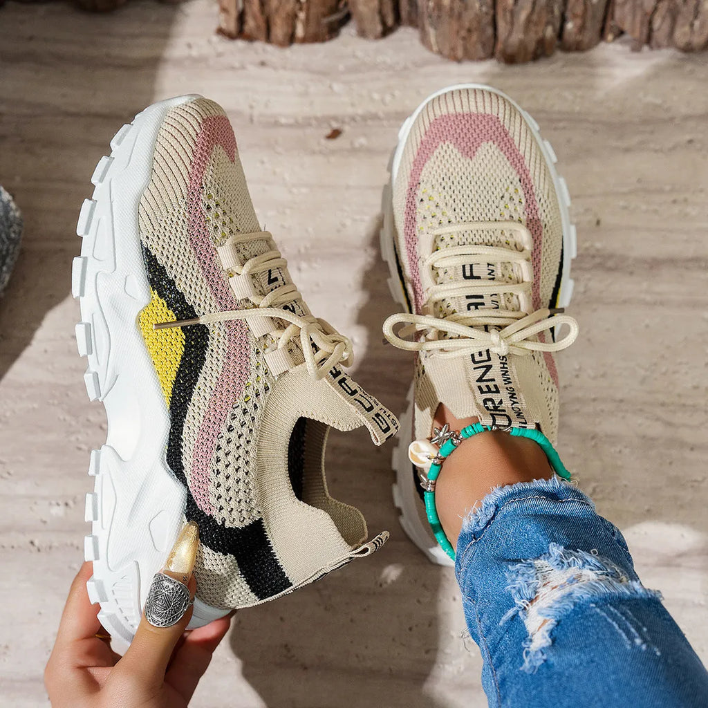 Women's lightweight sports casual shoes in mesh with a soft PVC sole, shown in a two-tone colour option.