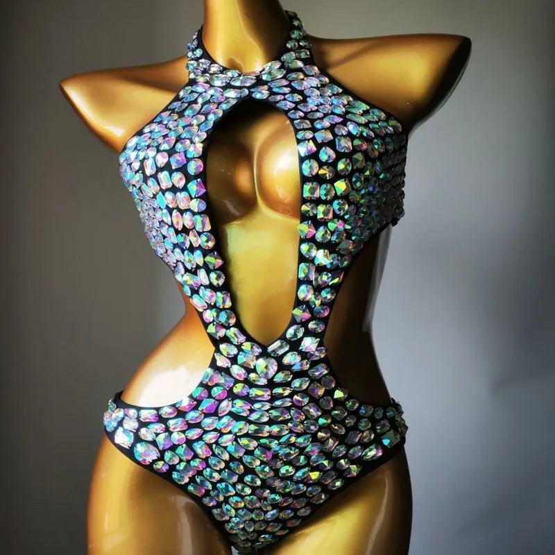 Women's one-piece swimsuit with diamond mesh pattern in four colour options