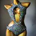 Women's one-piece swimsuit with diamond mesh pattern in four colour options