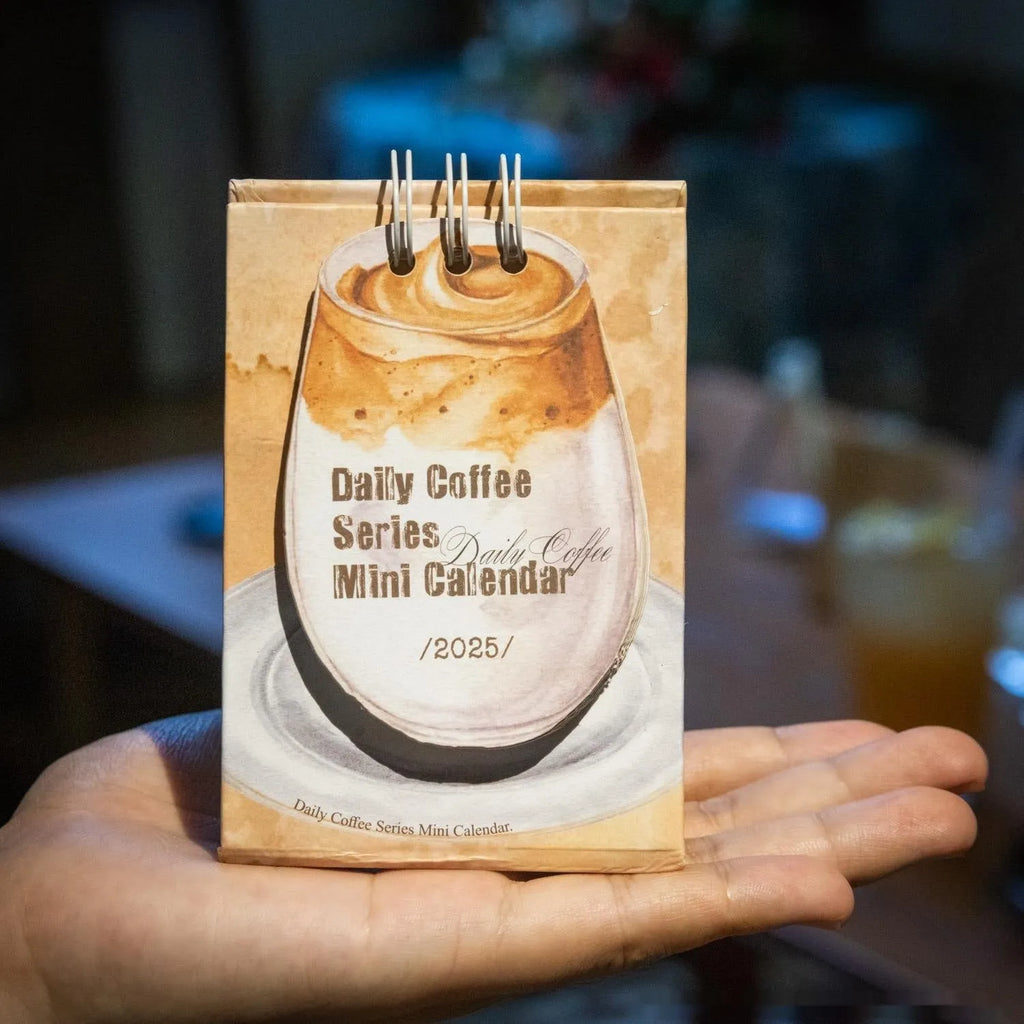 Coffee Time 2025 mini desk calendar with daily coffee design pages