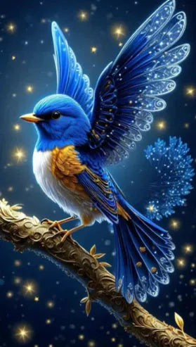Handmade Blue Bird diamond painting on 60x100cm canvas with acrylic rhinestones