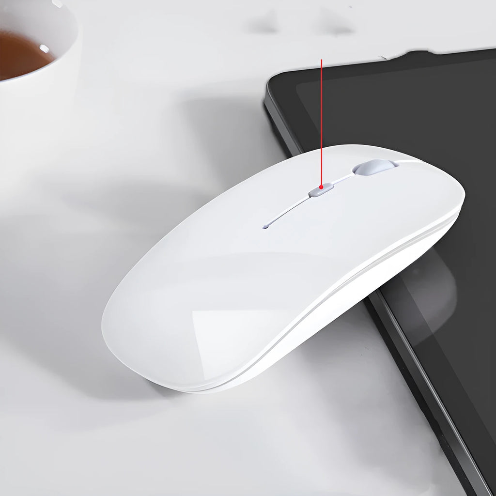 Black wireless Bluetooth mouse with rechargeable battery for laptop and iPad