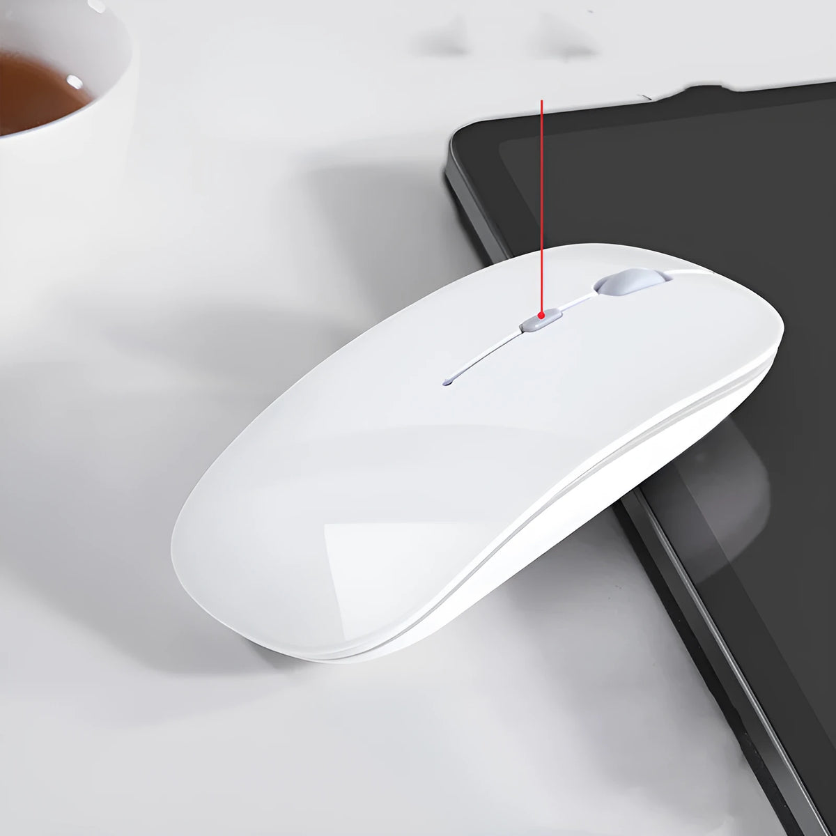 Black wireless Bluetooth mouse with rechargeable battery for laptop and iPad