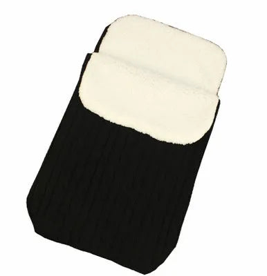 Envelope-style baby stroller sleeping bag in a plain colour, shown on a pram with lamb cashmere lining visible.