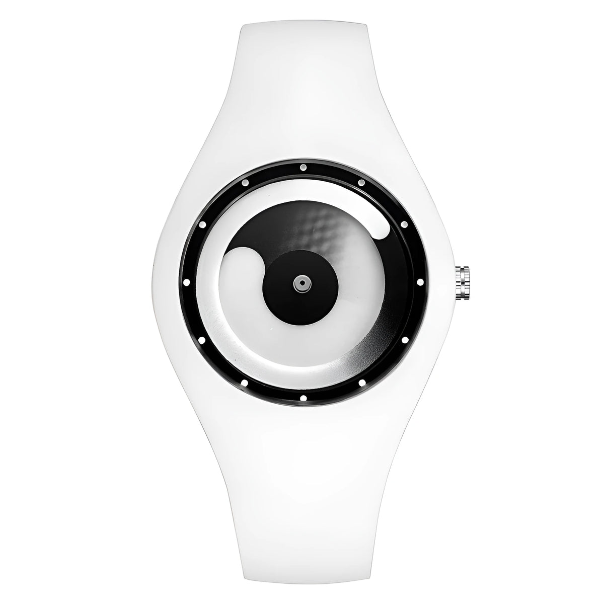 White candy colour quartz watch with alloy case, plexiglass mirror, 4.0cm diameter, 23cm band