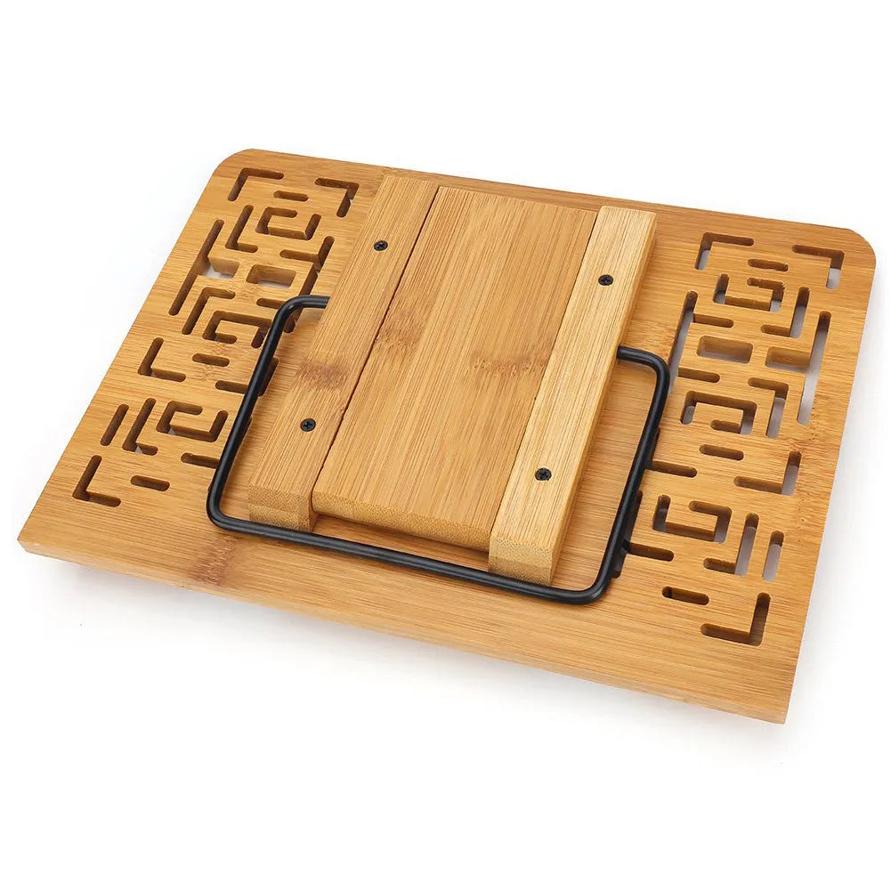 Natural bamboo hollow reading frame in solid wood, S M L sizes, gloss finish, copybook holder