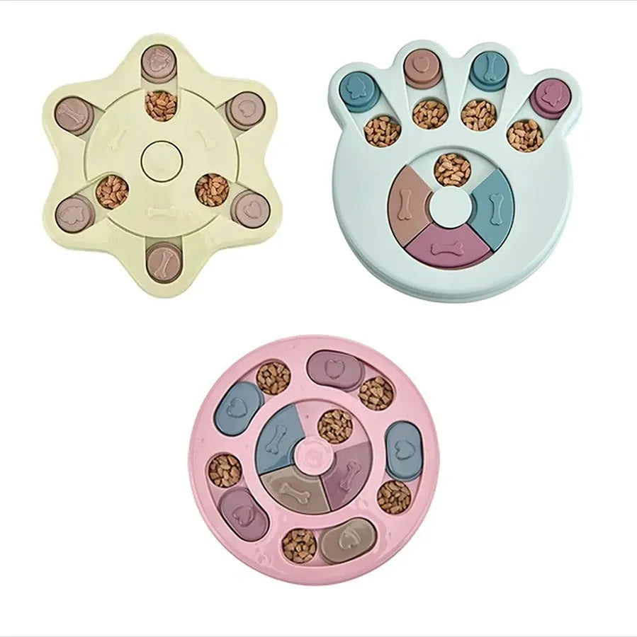 Colourful dog puzzle slow feeder toy with non-slip base and screw reinforcement for small and medium pets