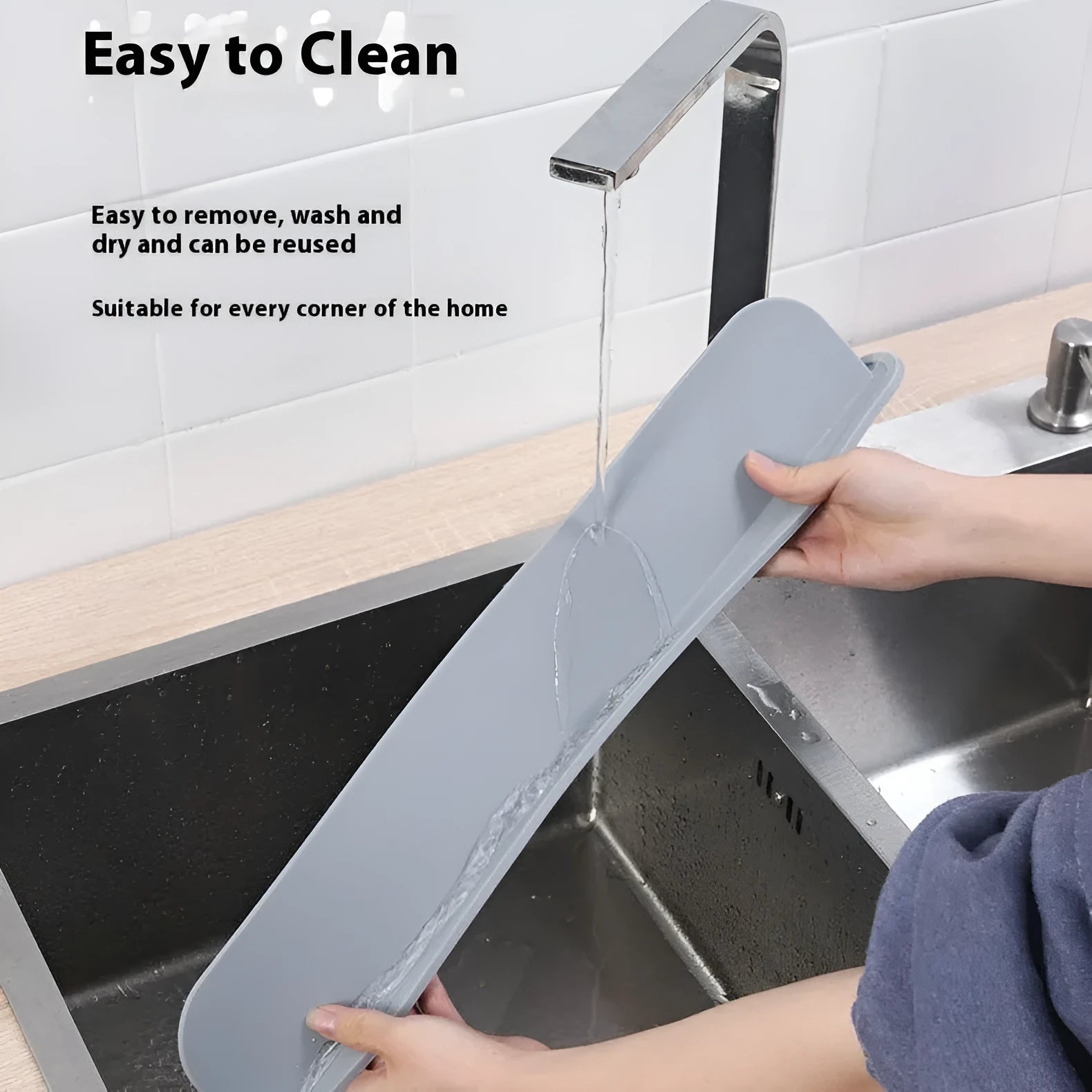 Silicone kitchen sink water blocking plate splash guard in grey colour