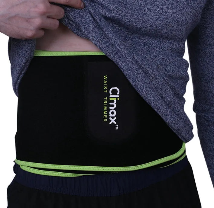 Bodybuilding sports belt black edging green with neoprene foam core adjustable free size waist up to 105 cm