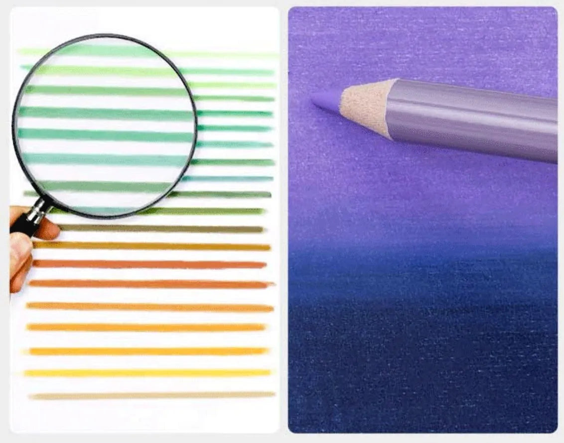 Boxed set of 72 coloured drawing pencils with basswood barrels for artists and students.