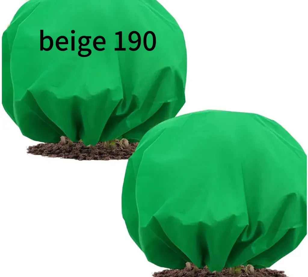 Round winter anti-freezing tree cover made of non-woven fabric, green colour, with drawstring closure