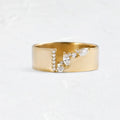 Gold electroplated copper women's ring with shining zircon centrepiece