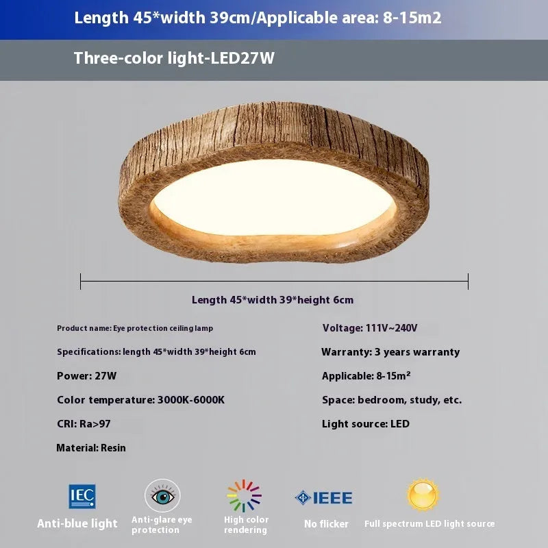 New Chinese style wood grain finish ceiling lamp in round shape