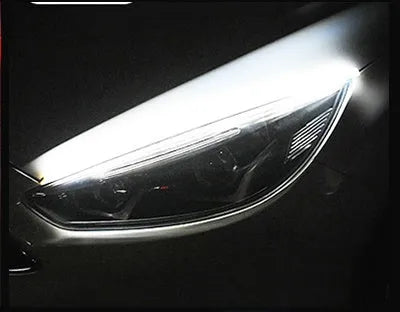 Flexible silicone car LED light strip for daytime running lights and animated turn signals.