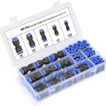 60-piece alloy plastic pneumatic push-in connector set showing R1/4 and R1/2 inch fittings