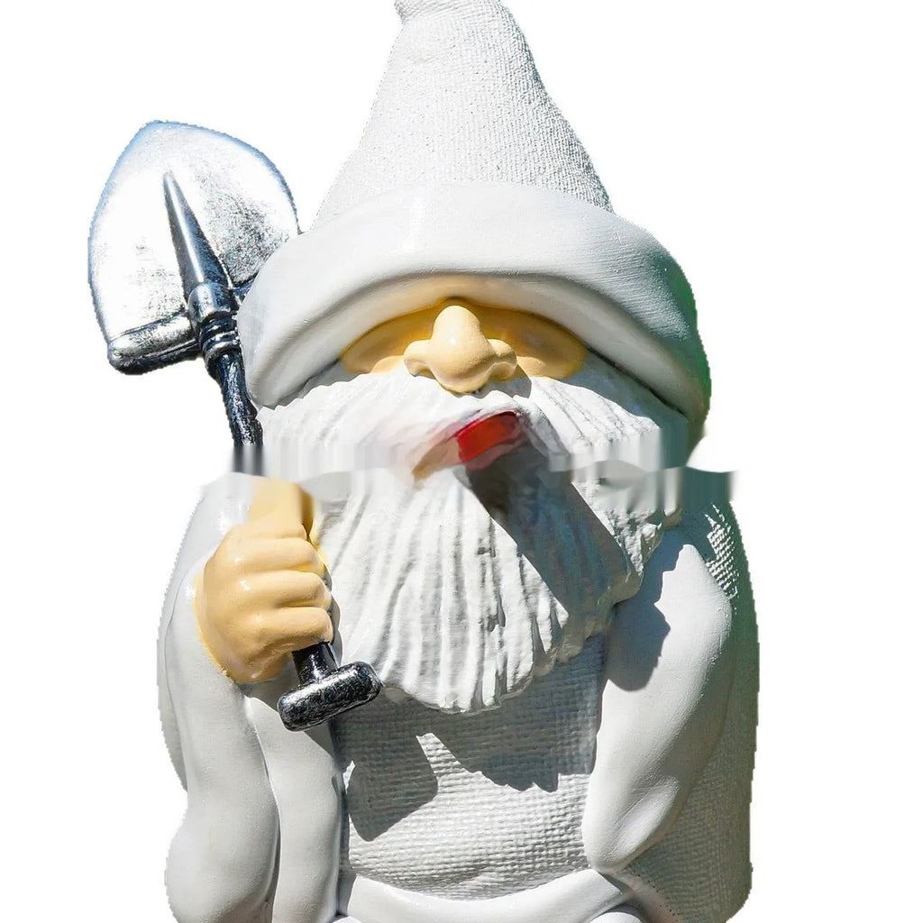Smoking Shovel Dwarf Christmas resin ornament for garden festive decoration