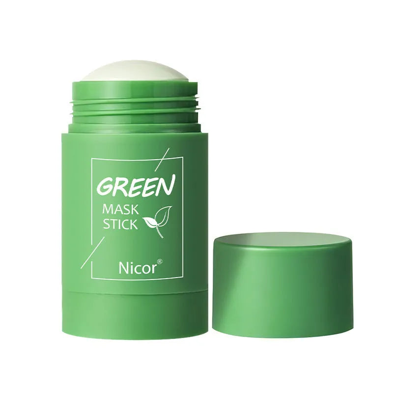 Green tea and eggplant solid clay stick face mask for oil control and anti-acne skincare
