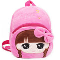Pink cartoon baby small backpack for 1-2 years old toddler made of cotton
