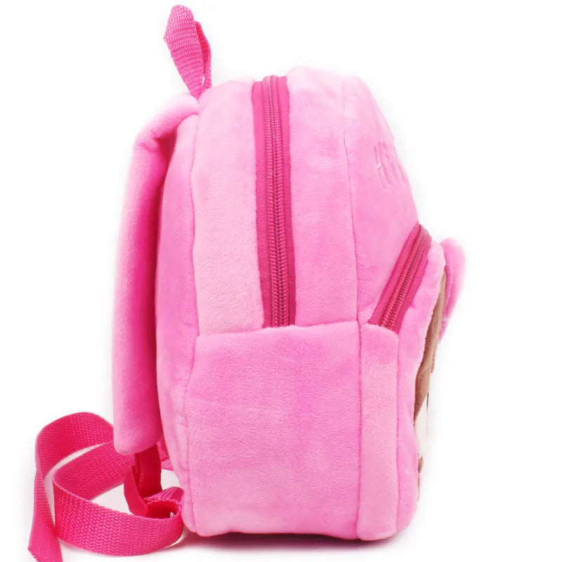 Pink cartoon baby small backpack for 1-2 years old toddler made of cotton