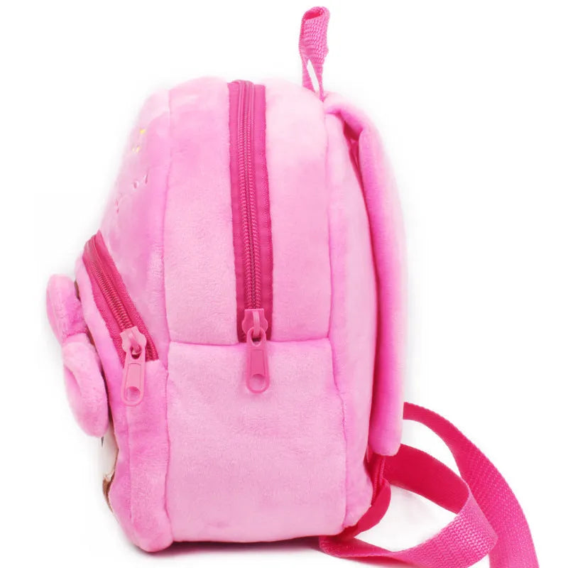 Pink cartoon baby small backpack for 1-2 years old toddler made of cotton