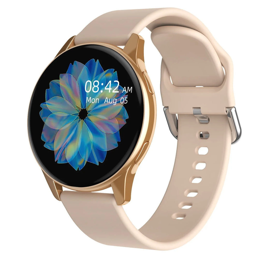 Round TFT touch screen smart watch with Bluetooth calling and heart rate monitoring in black mesh belt