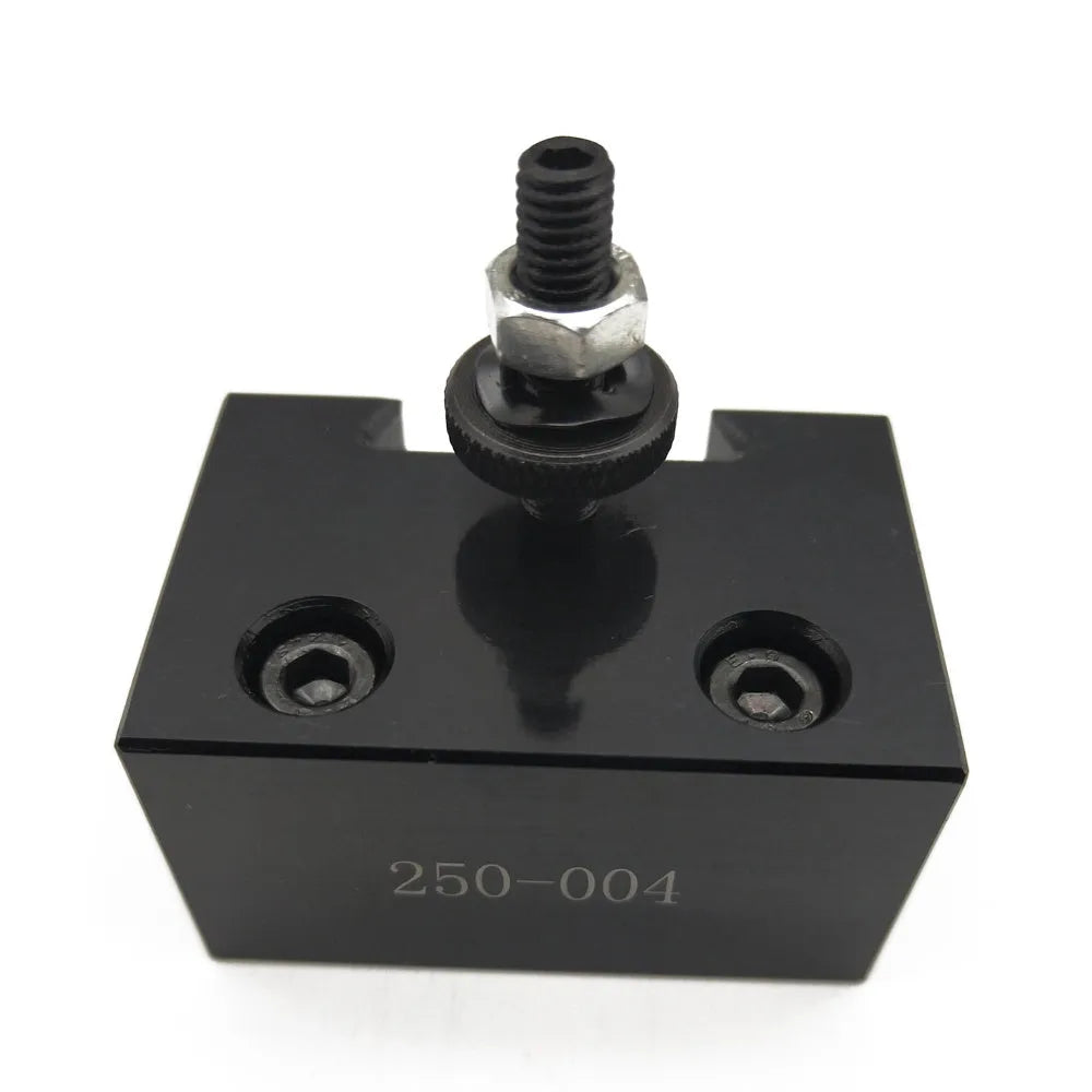 Machifit 250-000 wedge-type steel quick change tool post and holder for a woodworking lathe.