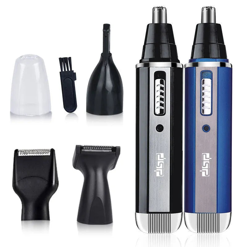 Blue, black, and silver electric shaver for multi-purpose facial hair trimming