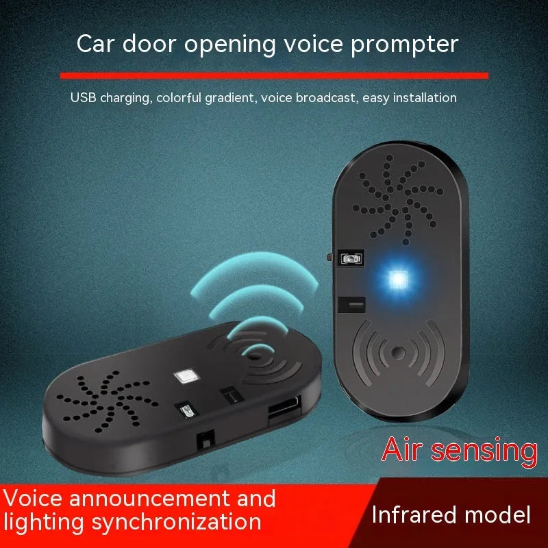 Black car door reminder with infrared sensor for vehicle safety warnings
