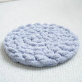 Hand-woven thermal knitting pet mat in cream colour with chenille wool texture, suitable for dogs and cats