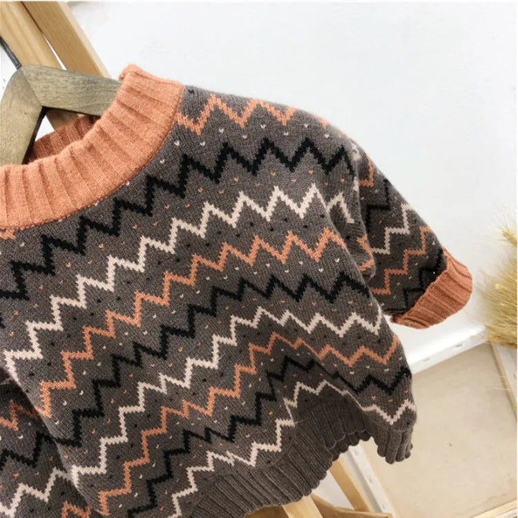 Korean ordinary wool long sleeve sweater in brown colour showing fashion knitwear details