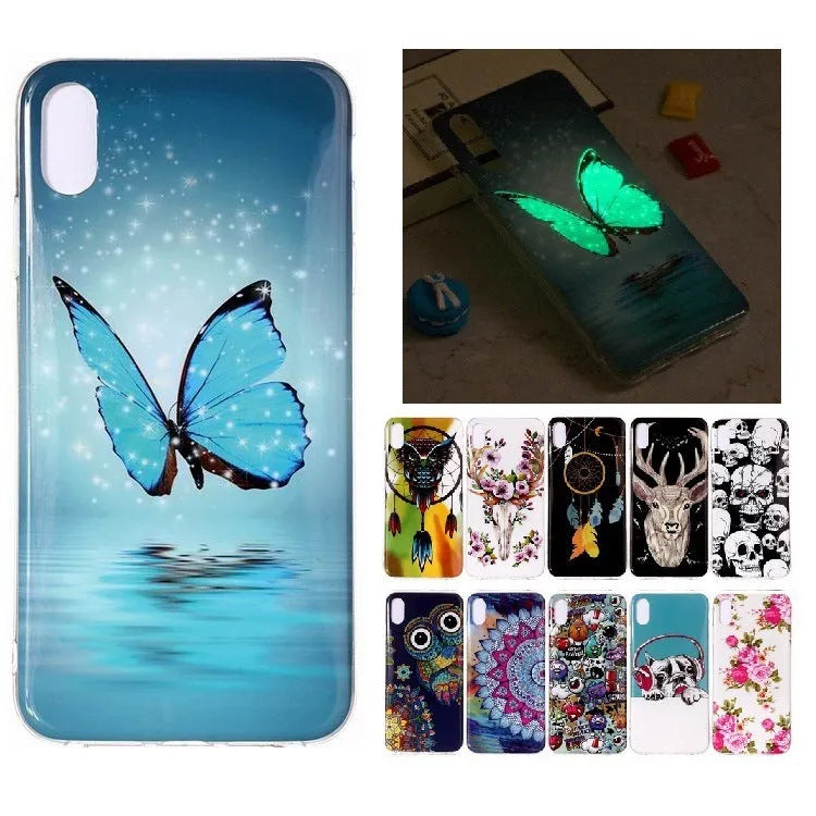 Luminous cartoon butterfly phone case for iPhone with glow-in-the-dark properties