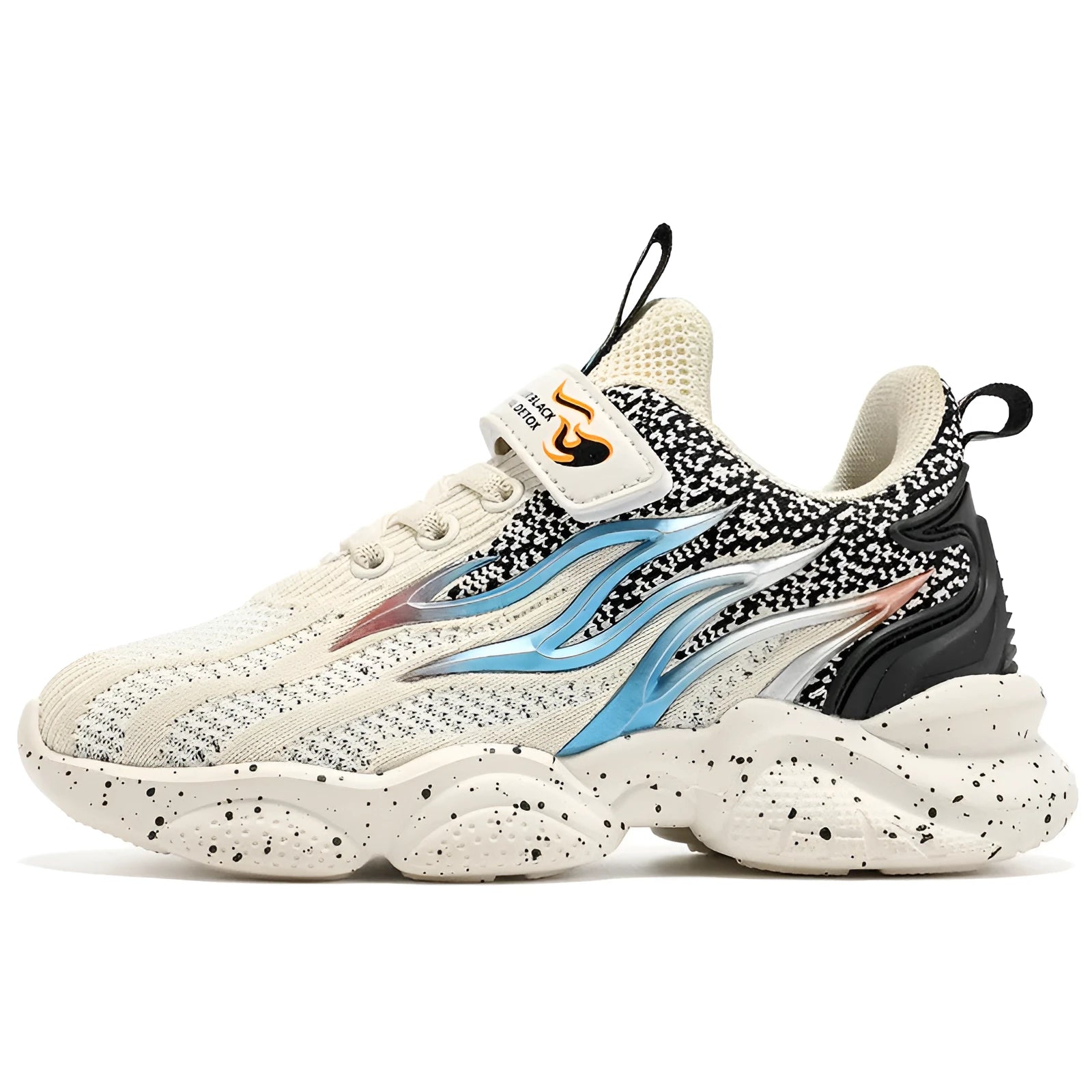 Boys fashion sneakers with mesh textile upper and rubber sole in beige, black gold, or black red