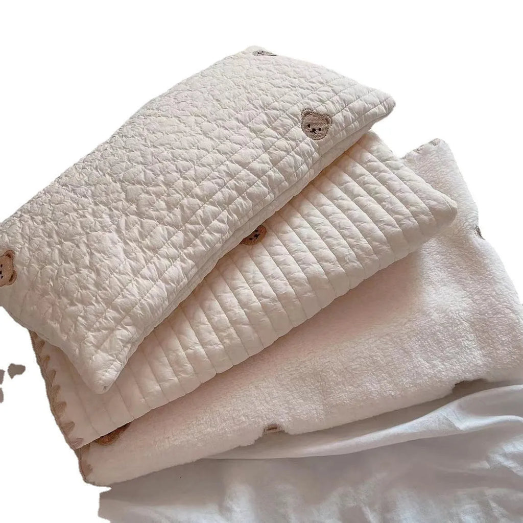 Fashion square mat removable washable dog bed set with bear pattern in polyester fabric